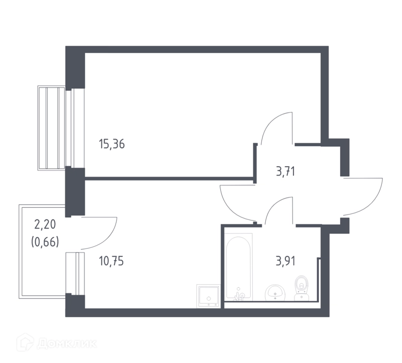 1-комнатная квартира 34.39 м² Рублевский квартал