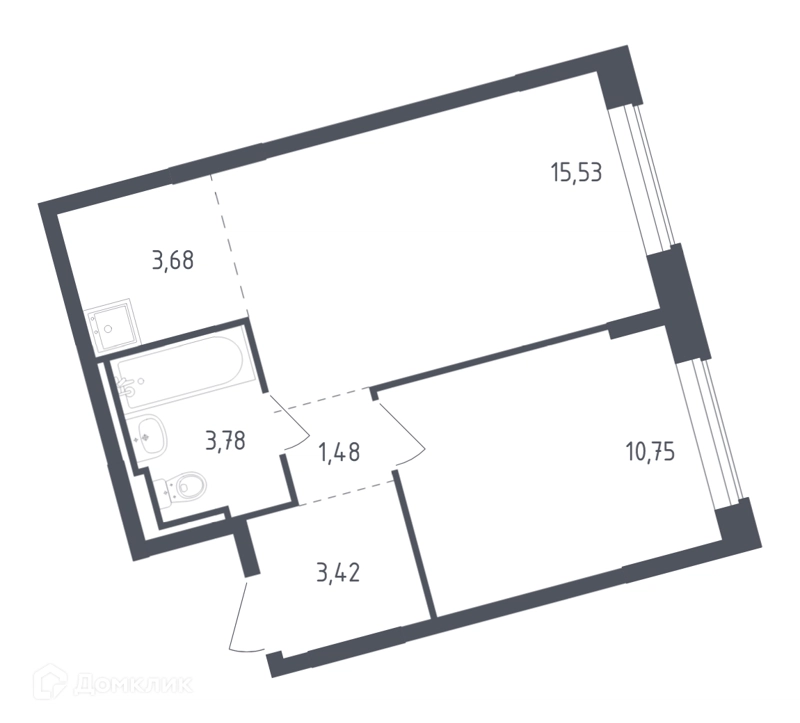 1-комнатная квартира 38.5 м² Рублевский квартал