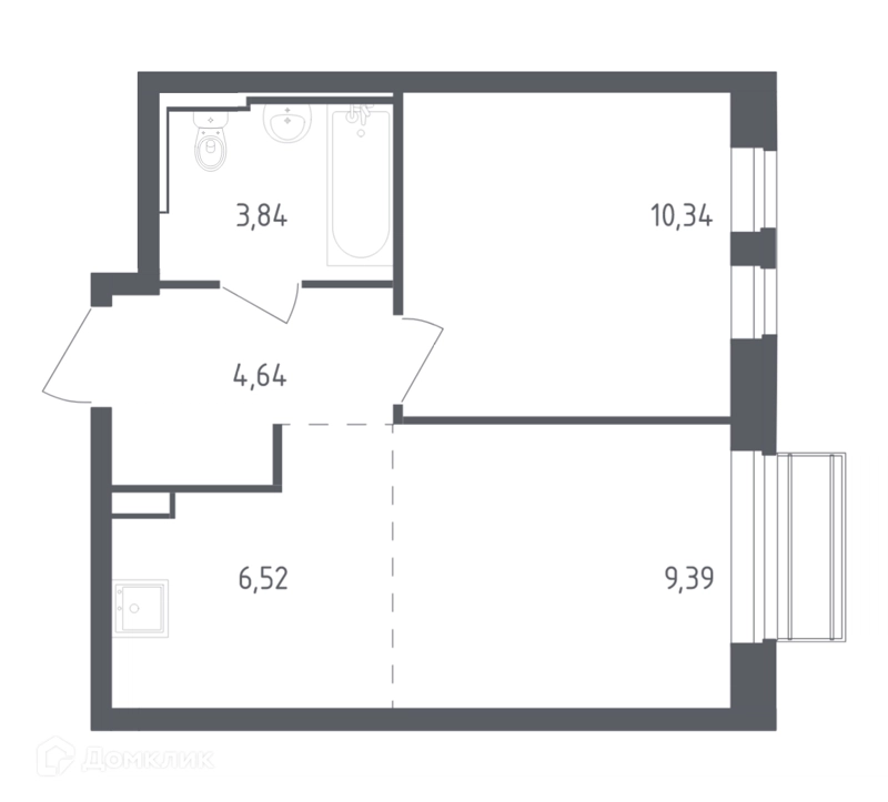 1-комнатная квартира 34.73 м² Рублевский квартал