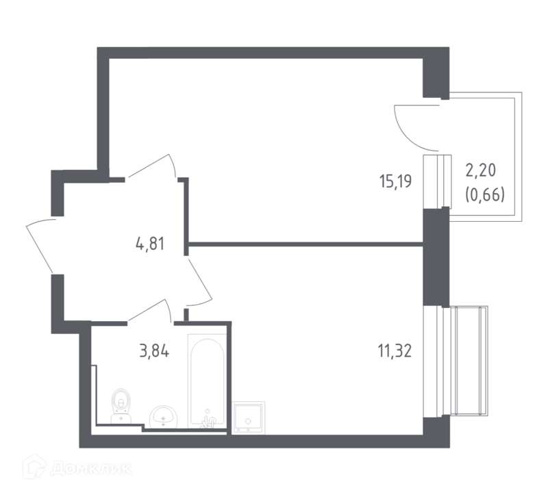 1-комнатная квартира 35.82 м² Рублевский квартал
