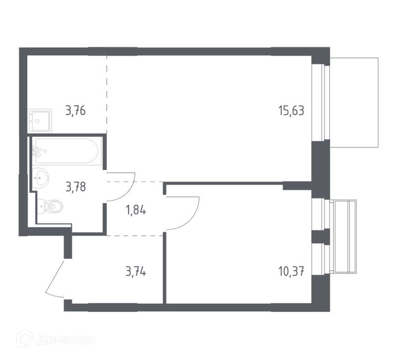 1-комнатная квартира 39.12 м² Рублевский квартал
