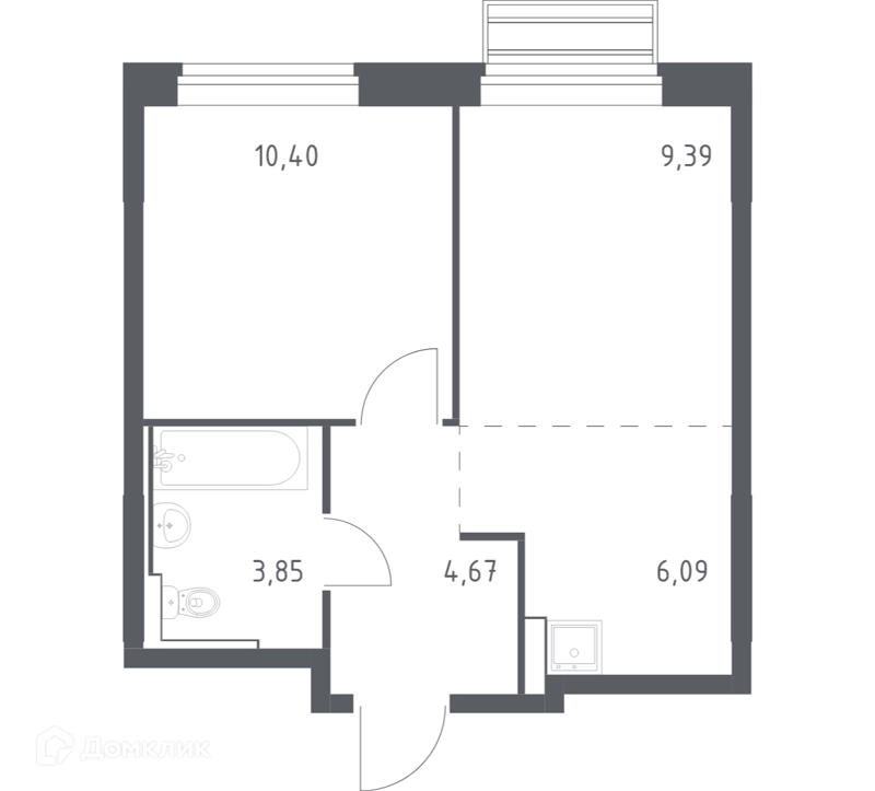 1-комнатная квартира 34.4 м² Рублевский квартал