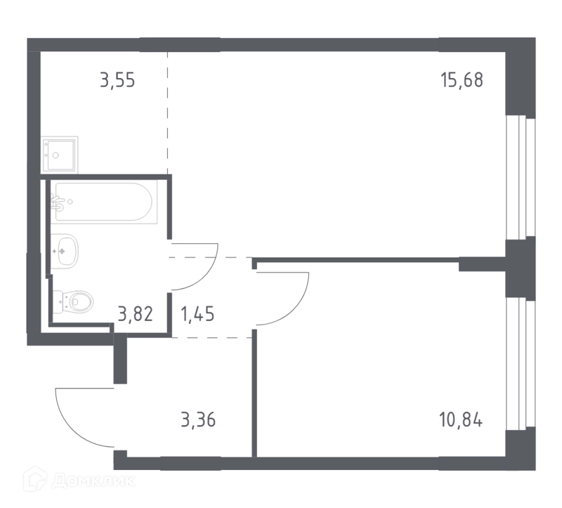 1-комнатная квартира 38.5 м² Рублевский квартал