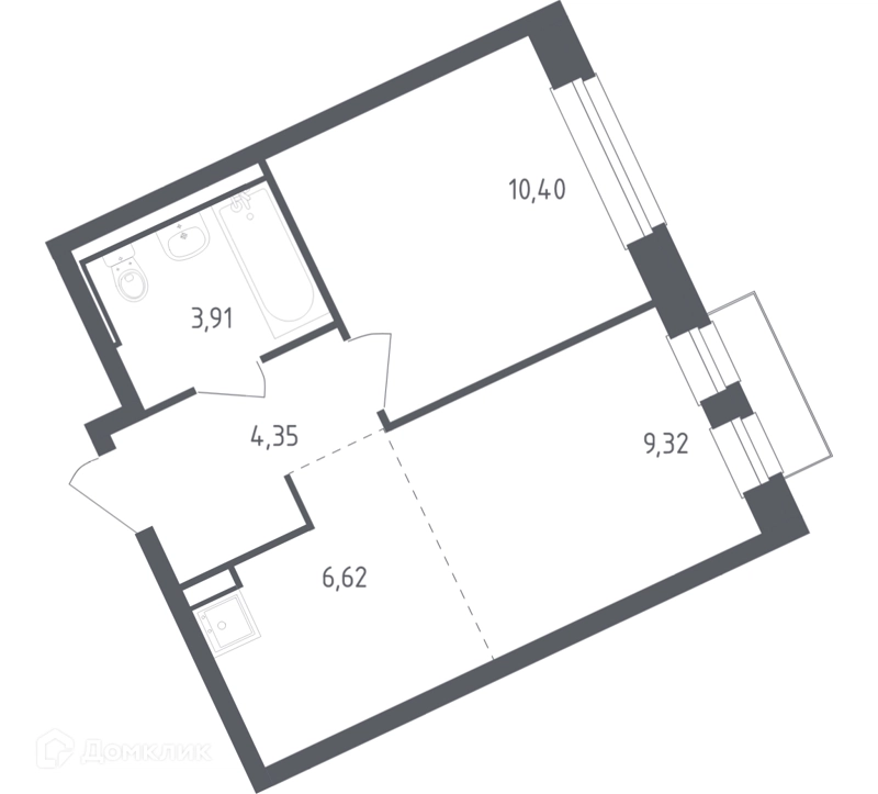 1-комнатная квартира 34.1 м² Рублевский квартал