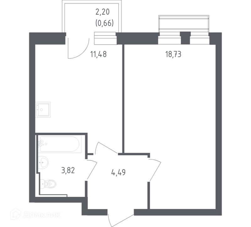 1-комнатная квартира 39.18 м² Рублевский квартал