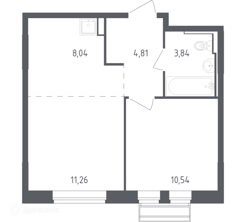 1-комнатная квартира 38.49 м² Рублевский квартал