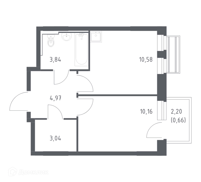 1-комнатная квартира 33.25 м² Рублевский квартал