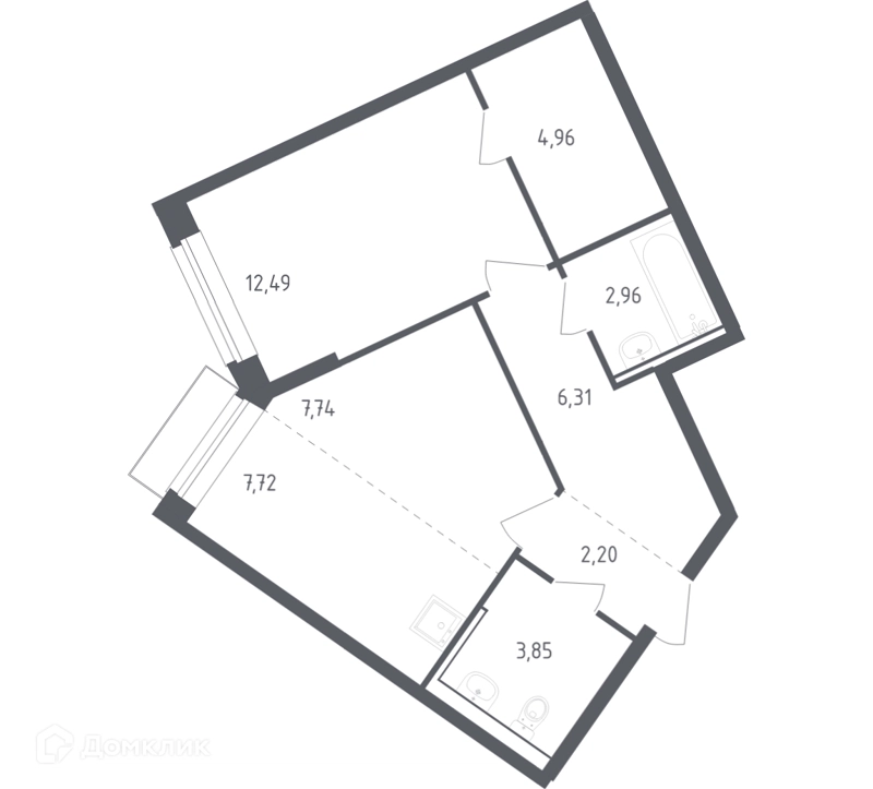 1-комнатная квартира 47.7 м² Рублевский квартал