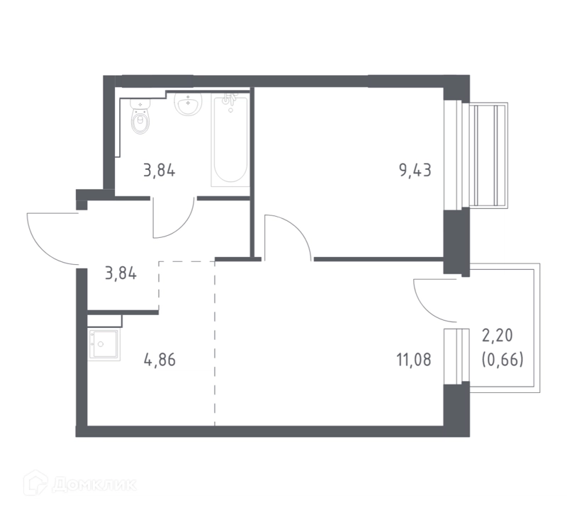 1-комнатная квартира 33.71 м² Рублевский квартал