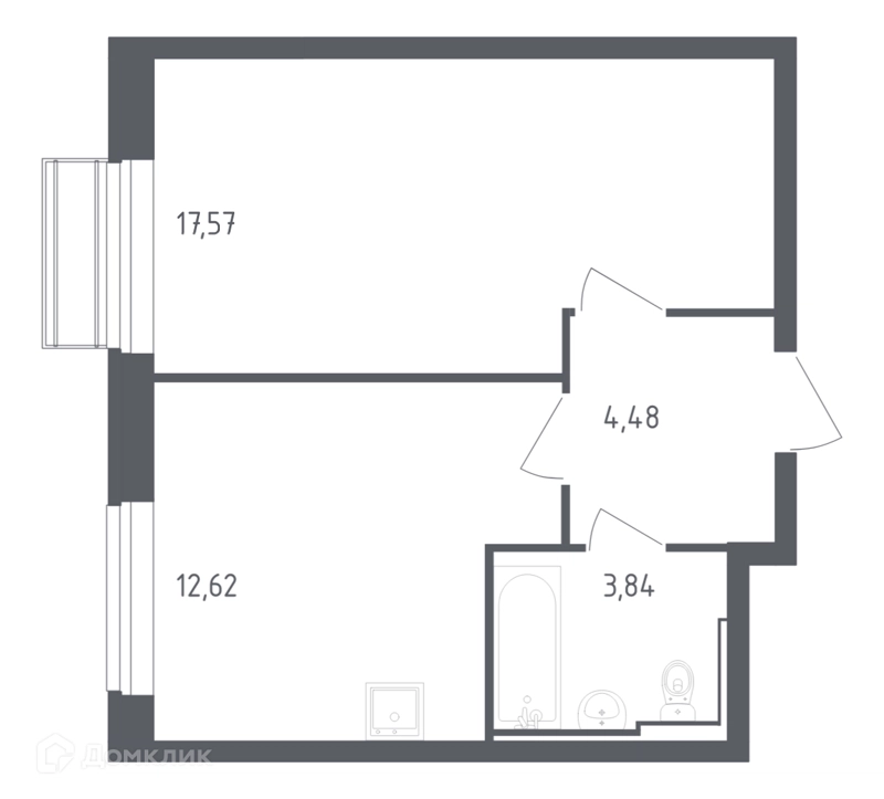 1-комнатная квартира 38.51 м² Рублевский квартал