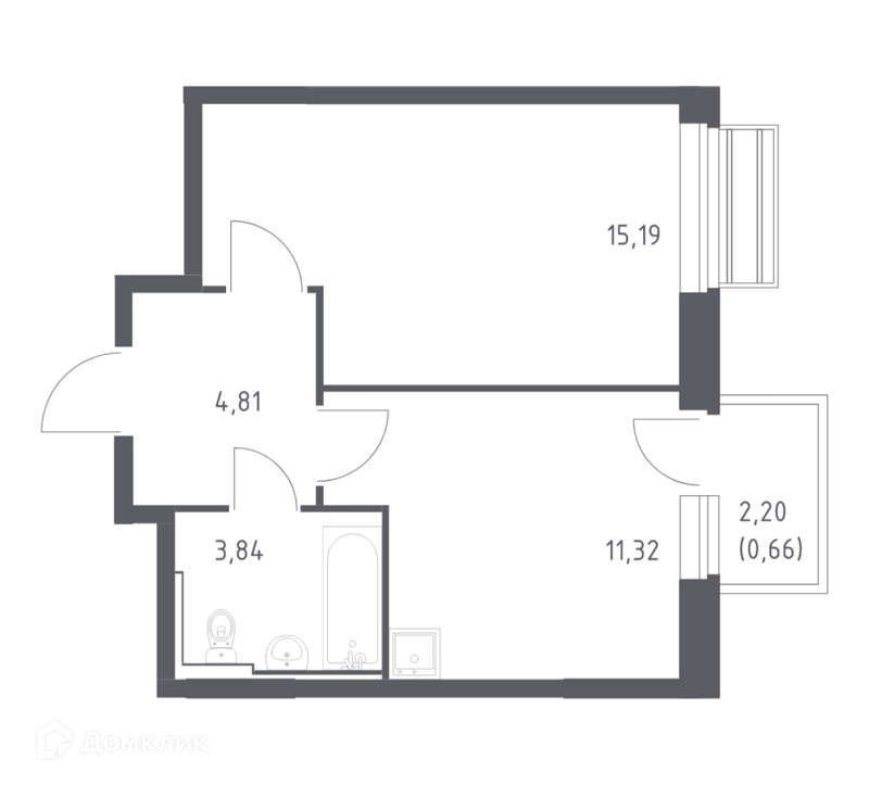 1-комнатная квартира 35.82 м² Рублевский квартал