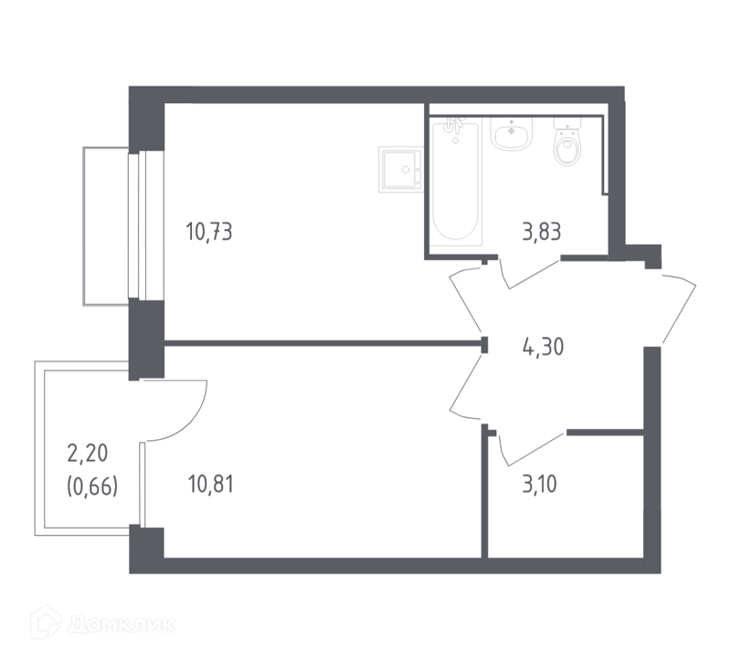 1-комнатная квартира 32.8 м² Рублевский квартал