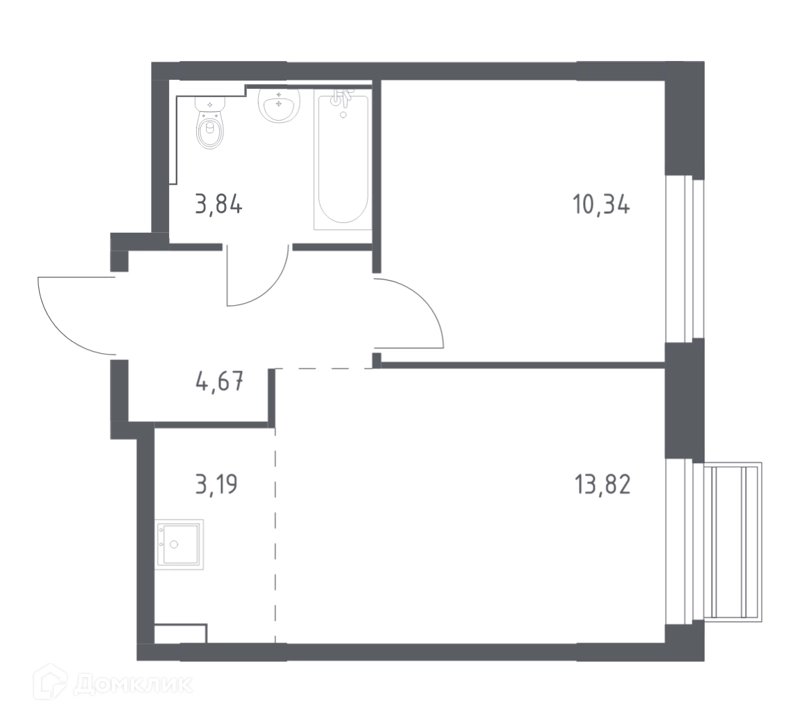 1-комнатная квартира 35.86 м² Рублевский квартал