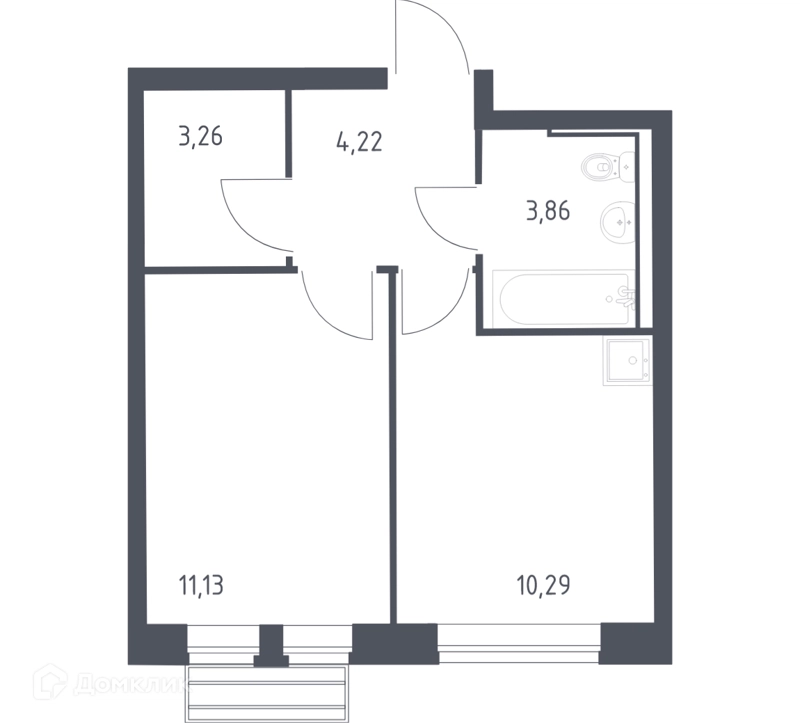 1-комнатная квартира 32.2 м² Рублевский квартал