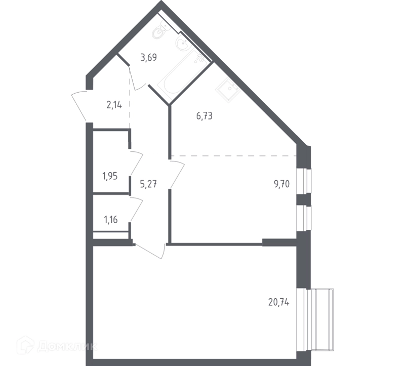 1-комнатная квартира 51.38 м² Рублевский квартал