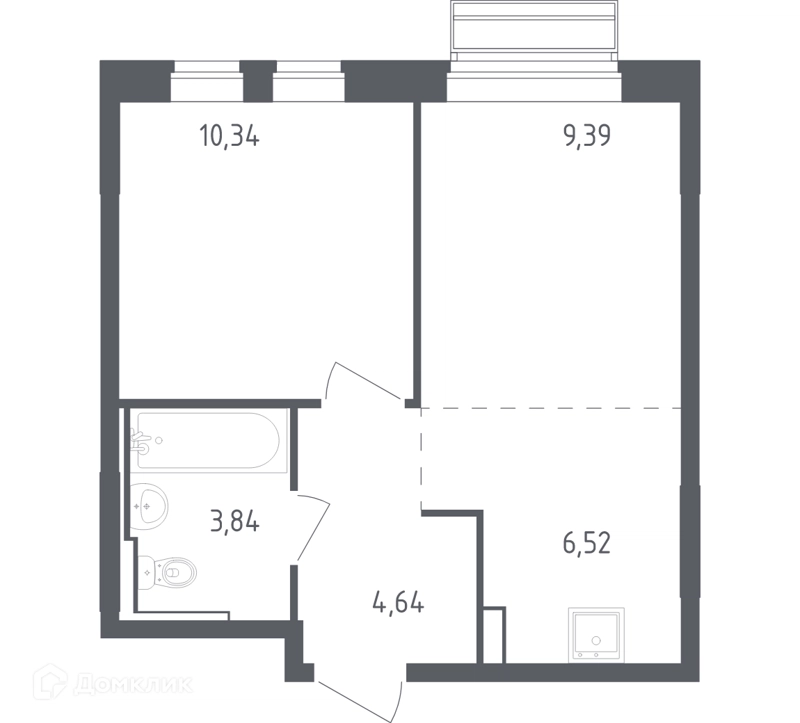 1-комнатная квартира 34.73 м² Рублевский квартал