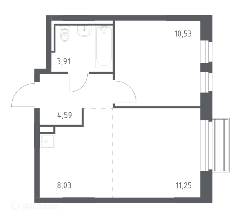 1-комнатная квартира 37.7 м² Рублевский квартал