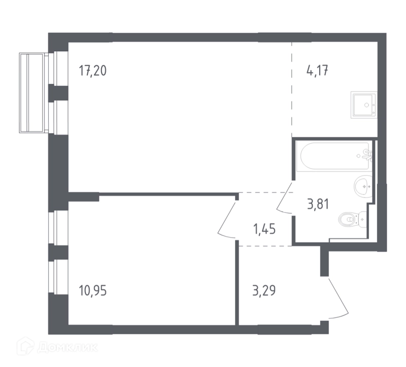 1-комнатная квартира 40.87 м² Рублевский квартал