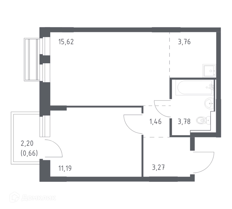 1-комнатная квартира 39.74 м² Рублевский квартал
