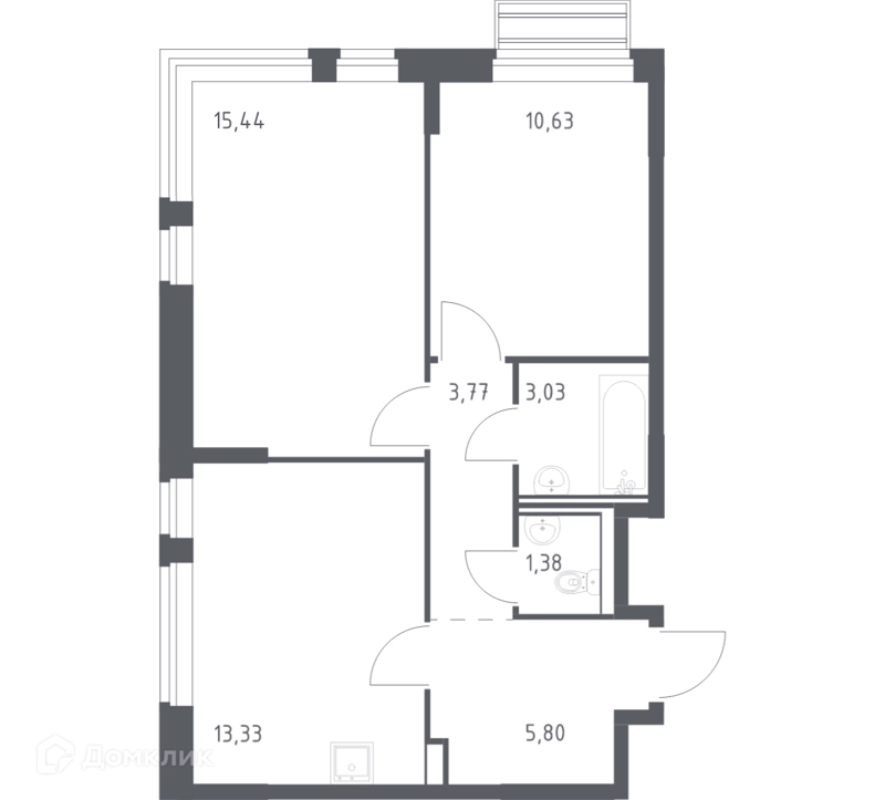 2-комнатная квартира 53.38 м² Рублевский квартал