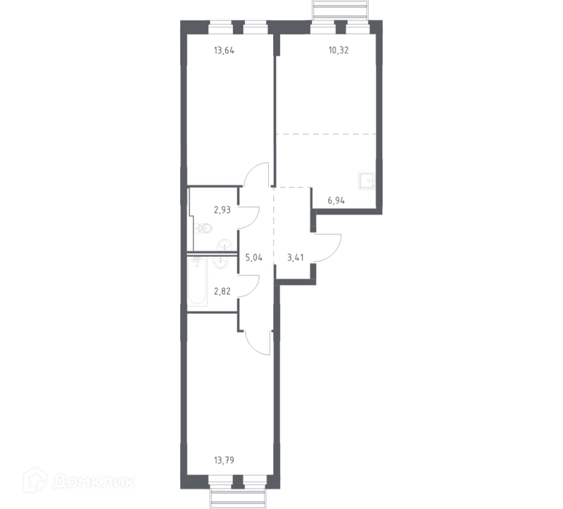 2-комнатная квартира 58.89 м² Рублевский квартал