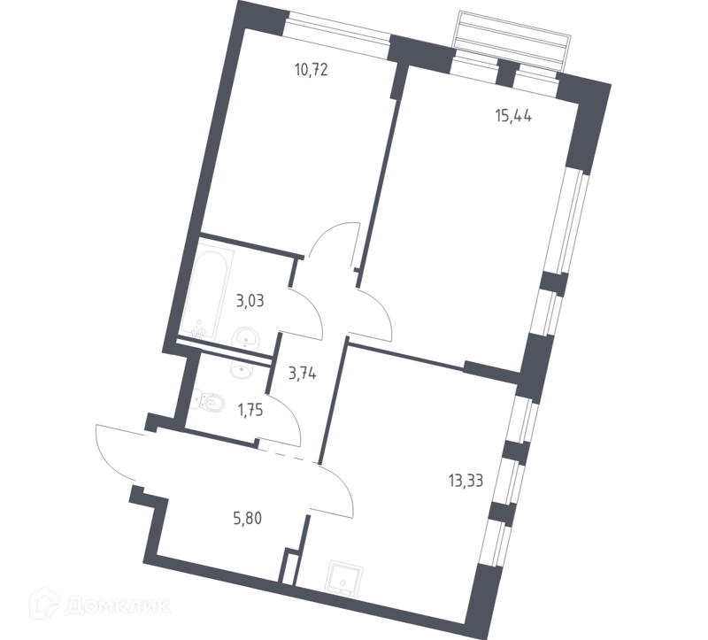 2-комнатная квартира 52.9 м² Рублевский квартал