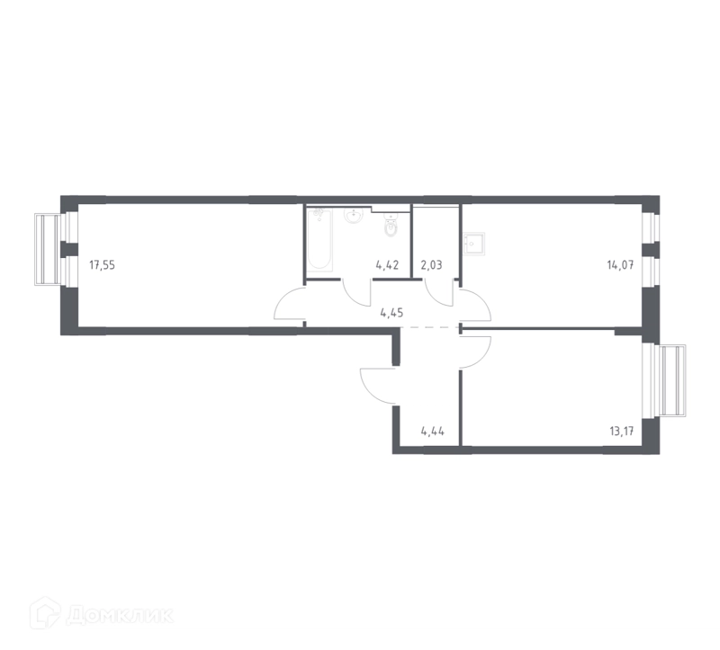 2-комнатная квартира 60.13 м² Рублевский квартал