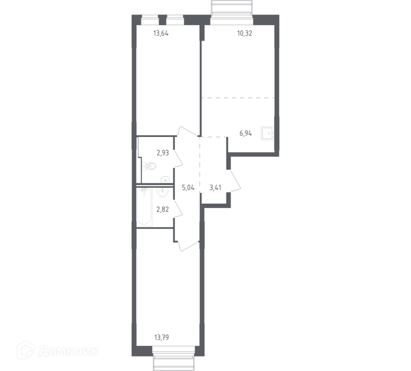 2-комнатная квартира 58.89 м² Рублевский квартал