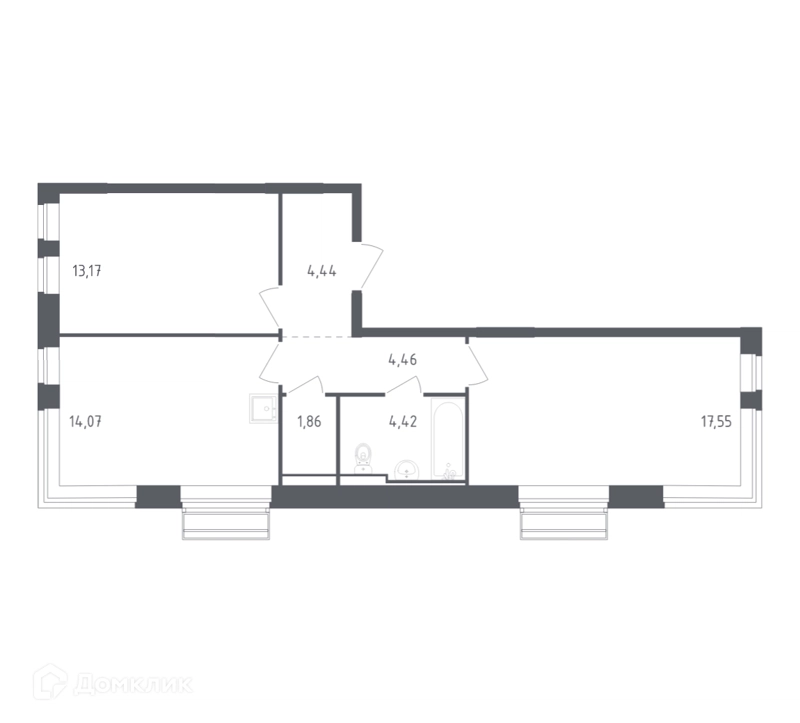 2-комнатная квартира 59.97 м² Рублевский квартал