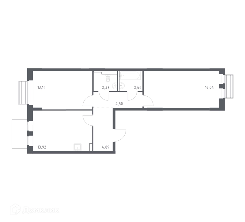 2-комнатная квартира 57.5 м² Рублевский квартал