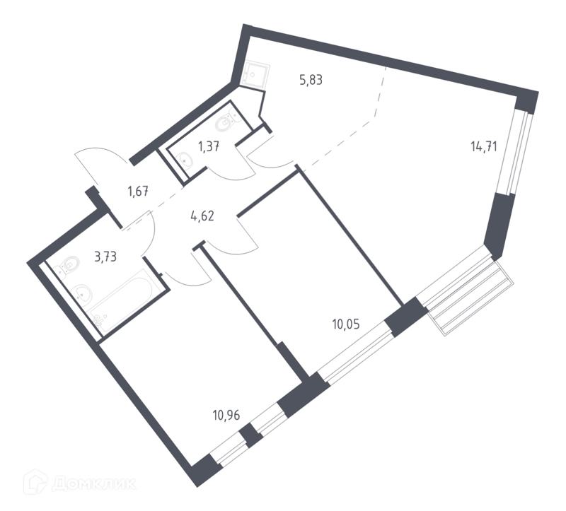 2-комнатная квартира 52.4 м² Рублевский квартал