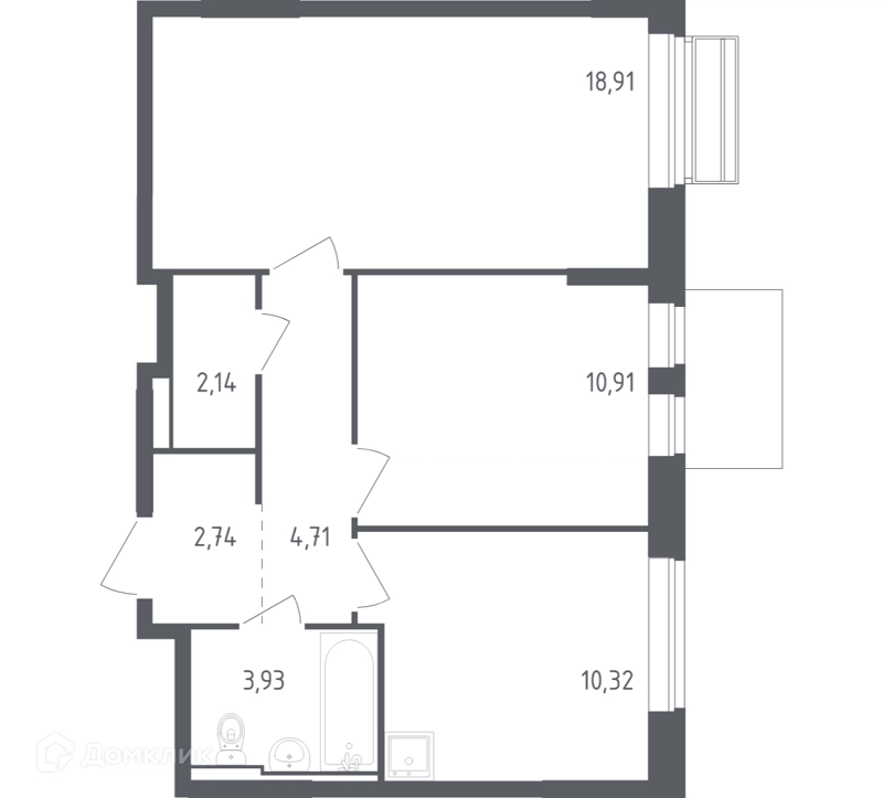 2-комнатная квартира 53.66 м² Рублевский квартал