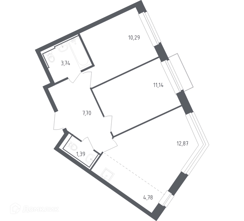 2-комнатная квартира 51.1 м² Рублевский квартал