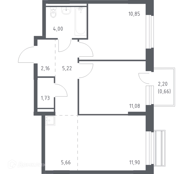 2-комнатная квартира 52.6 м² Рублевский квартал