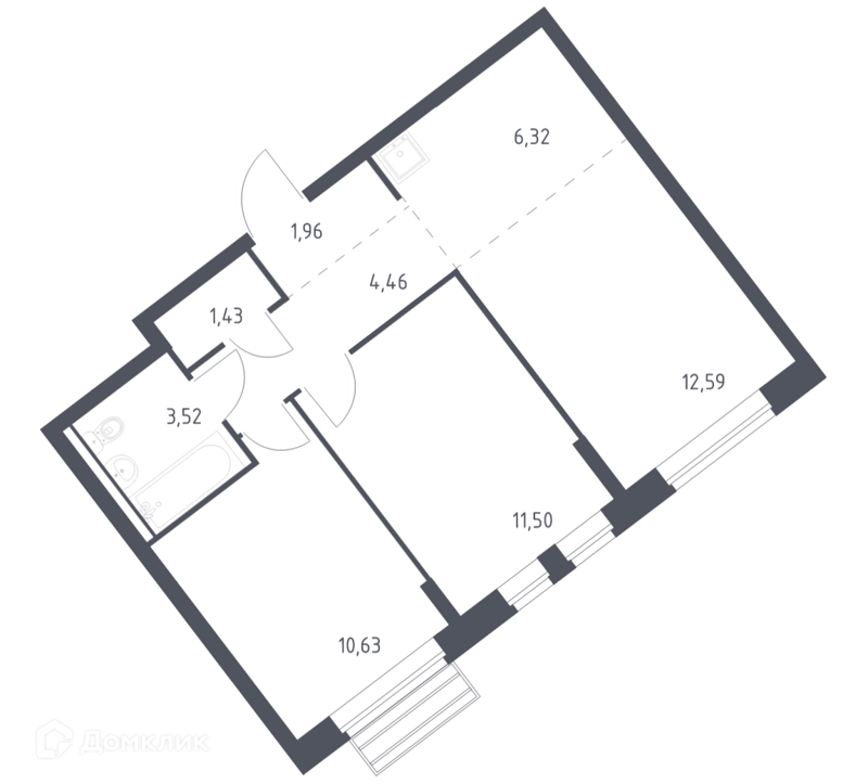 2-комнатная квартира 51.4 м² Рублевский квартал