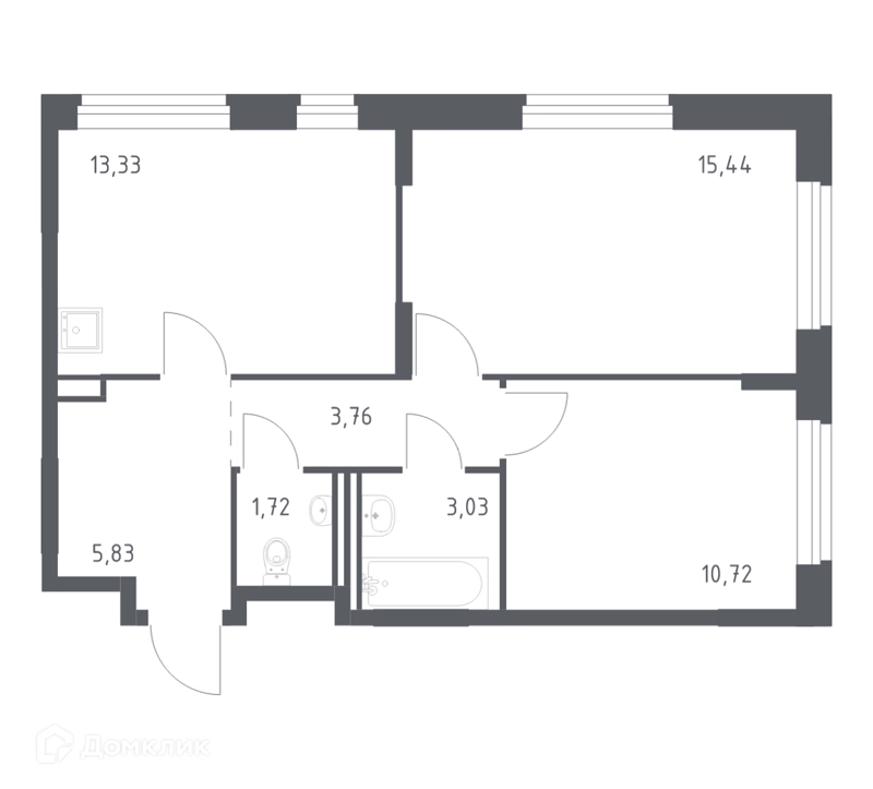 2-комнатная квартира 52.9 м² Рублевский квартал