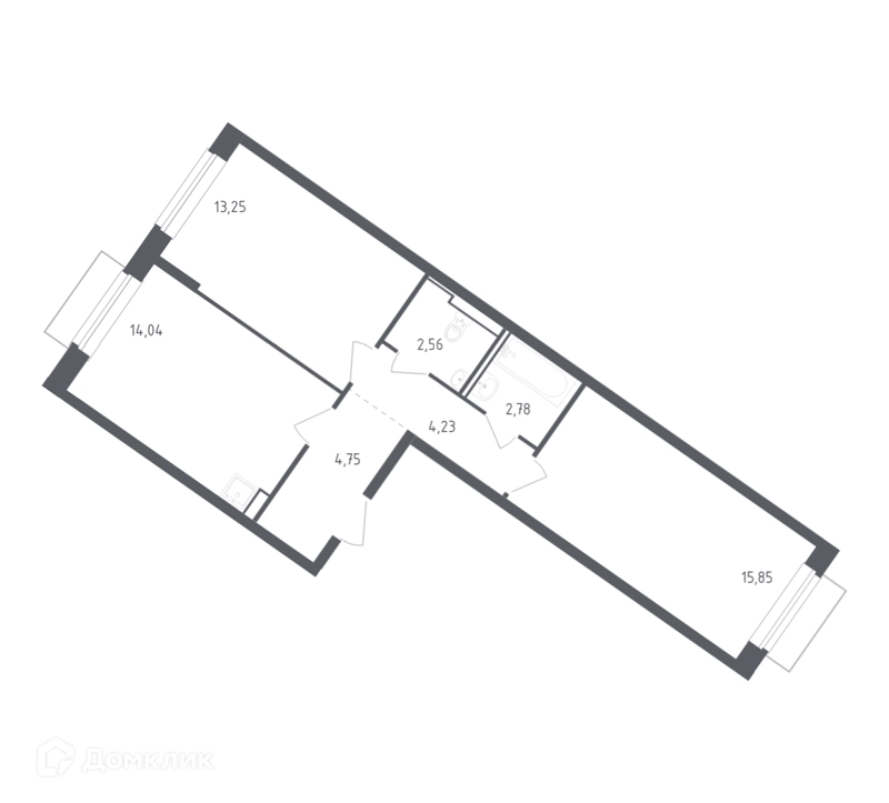 2-комнатная квартира 56.9 м² Рублевский квартал