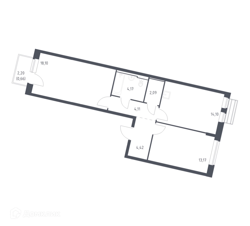 2-комнатная квартира 60.2 м² Рублевский квартал