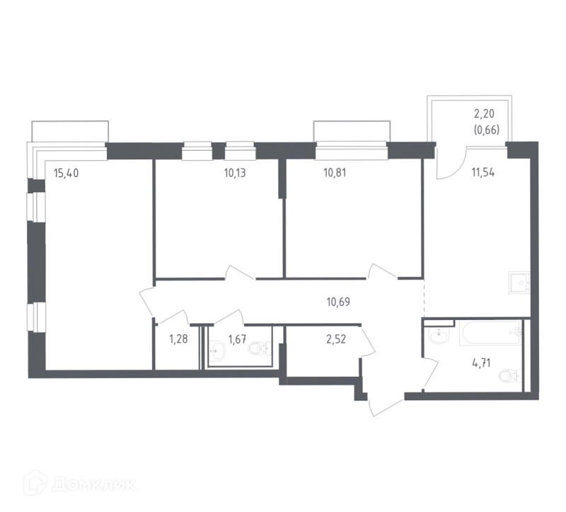 3-комнатная квартира 69.41 м² Рублевский квартал