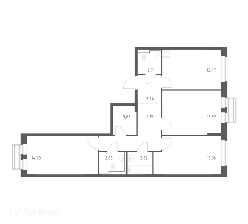 3-комнатная квартира 78.51 м² Рублевский квартал