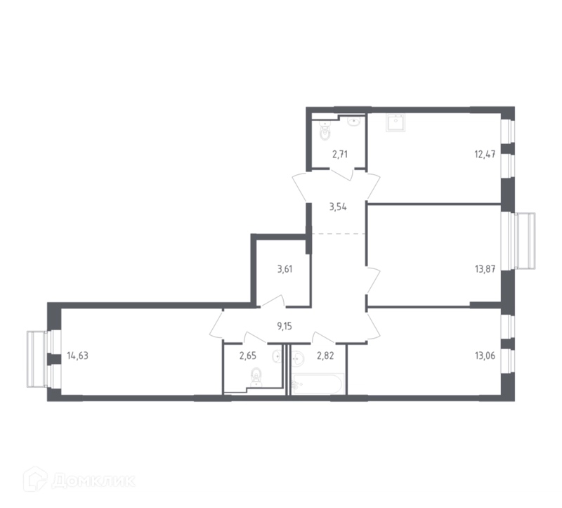 3-комнатная квартира 78.51 м² Рублевский квартал