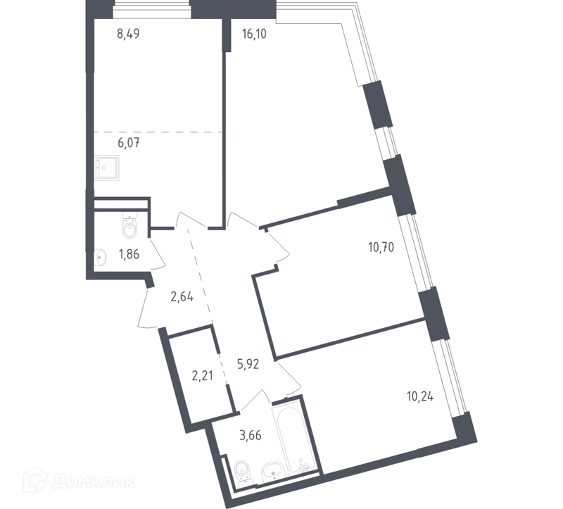 3-комнатная квартира 67.3 м² Рублевский квартал