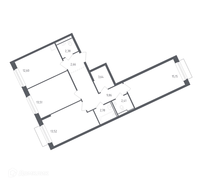 3-комнатная квартира 77.4 м² Рублевский квартал