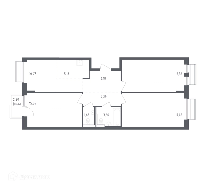 3-комнатная квартира 81.22 м² Рублевский квартал