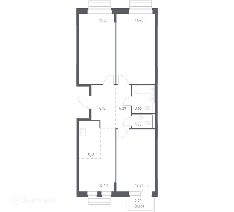 3-комнатная квартира 81.22 м² Рублевский квартал