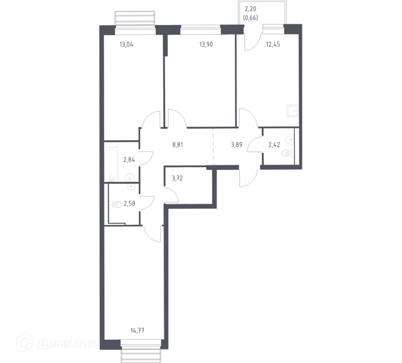3-комнатная квартира 78.4 м² Рублевский квартал