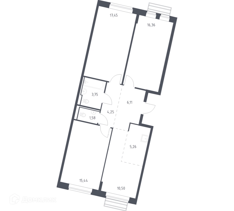 3-комнатная квартира 80 м² Рублевский квартал