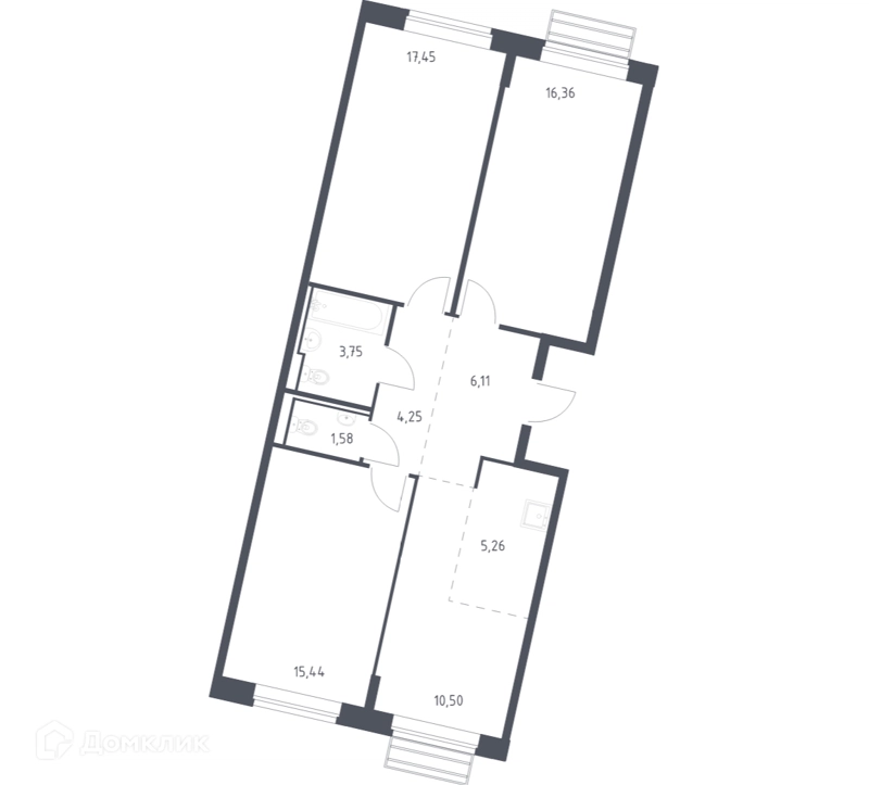 3-комнатная квартира 79.8 м² Рублевский квартал