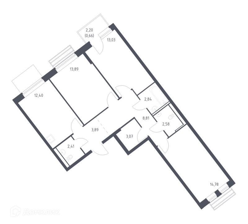 3-комнатная квартира 77 м² Рублевский квартал