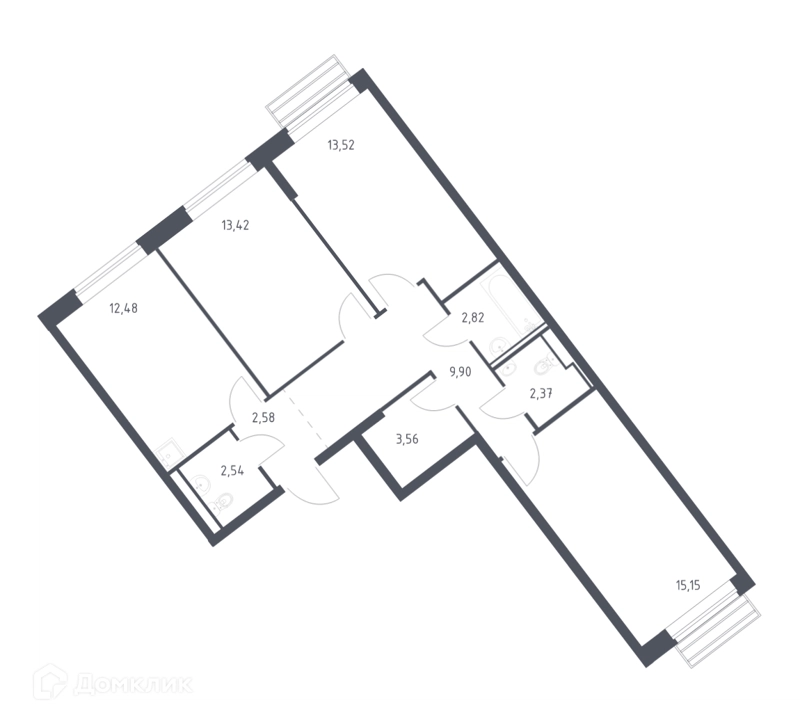 3-комнатная квартира 77.3 м² Рублевский квартал